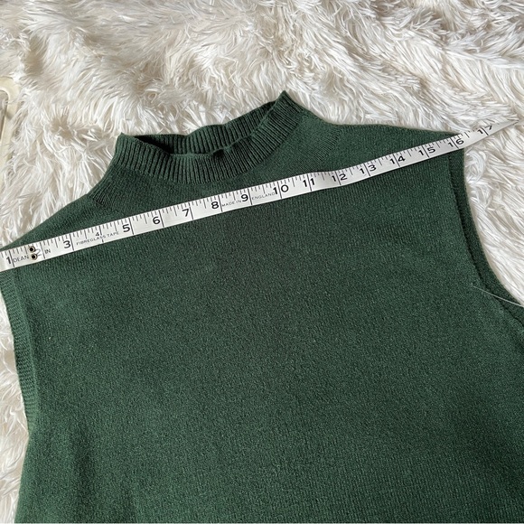 NewMax Studio Sleeveless Knit Sweater Vest L Hunter Green High Neck Ribbed Trim - Picture 8 of 12